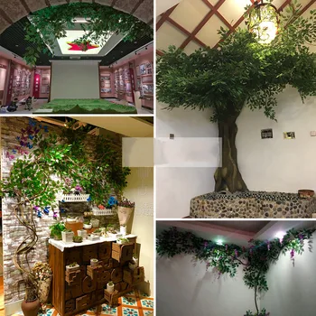 12個/多くの人工Ficus葉銀杏Bilobaプラスチック木屋外手作り葉っぱのためのDIY者の家の装飾