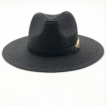 2018年夏の新イギリスベルトのヴィンテージTrilby平縁の麦わら帽子の陰影日帽子の女性のファッションビーチハット男女共用ジャズ-帽子