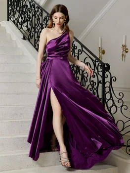 2023紫サ僕服-女性オフ肩恐竜者Prom不規則ガウンで優雅な正当Vestidos