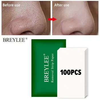 BREYLEE Removelストリップ論文100PCS Blackhead鼻紙落とフェイスマスク鼻帯のニキビ治療Tゾーンスキンケア