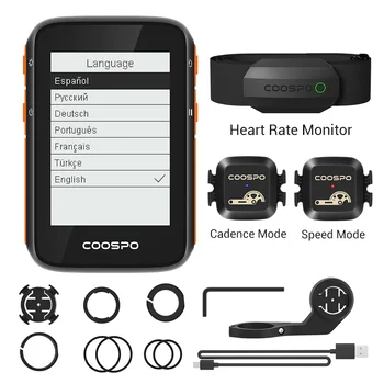 Coospo BC200GPSバイクコンピュータ2.4インチのANT+Bluetooth5.0自転車のスピードメーター走行メーターの多言語サイクリングホルダーの支援