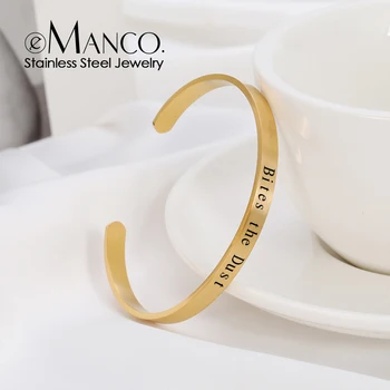 eManco6mm金色のステンレス鋼を刻正の刺激を引用印のカフマントラブレスレットバングル女性の贈り物