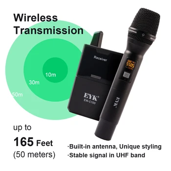 EYK EW-C102デュアルチャネルのUHF無線帯マイクロホンモニター機能のためのポジティブにデジタル一眼レフカメラ電話でライブの面接の記録