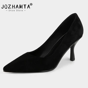 JOZHAMTAサイズ32-42女子ポンプシ薄膜のハイヒール靴のための女性のインはファッションで優雅な女性イヒールの靴パレディース靴