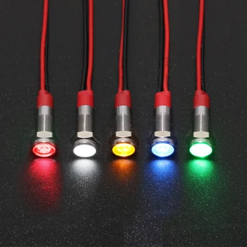 LEDの金属表示灯φ6mm防水電源信号ランプ3V、5V6V12V24V220Vその他の赤黄色ブルーグリーン白