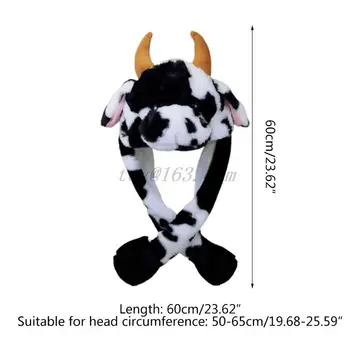 LED光ハイカラ動物の帽子の移動ジャンプの耳の漫画乳牛Earflapキャップぬいぐるみのクリスマスハロウィーン写真の小道具