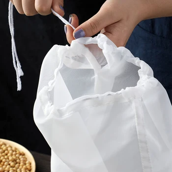 WIKHOSTAR食品グレードナイロンフィルタの袋を再利用可能なナットミルクバッグ100/200/300Meshティビーでのコーヒー牛乳石油ろ過ストレーナー