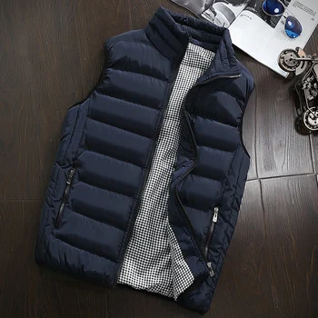 カジュアルベスト男性秋冬のジャケット厚いベストマノースリーブコートの男性温かいコットン-ドチョッキ男性gilet veste hommes