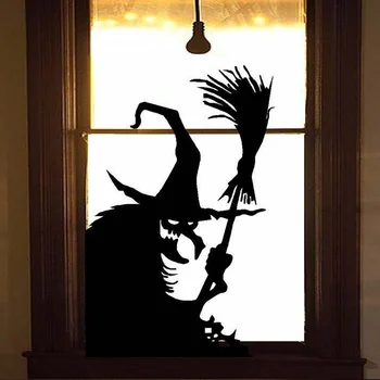 ハロウィンウン巨大なゴーストの影画面ステッカー魔女が死Bat骨格静電ッパの装飾