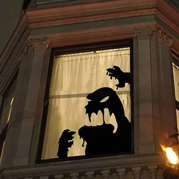 ハロウィンウン巨大なゴーストの影画面ステッカー魔女が死Bat骨格静電ッパの装飾