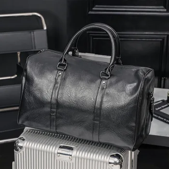 ファッションPUレザー旅行バッグ男子ショルダーバッグの高級ビジネストした若者向けバッグハンドバッグ、高容量旅行と言え手袋