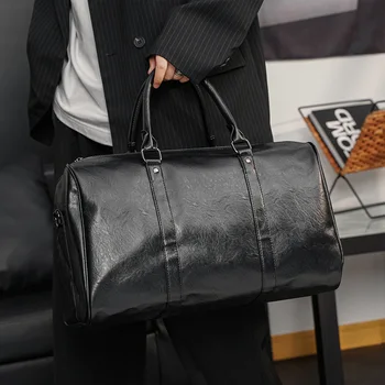 ファッションPUレザー旅行バッグ男子ショルダーバッグの高級ビジネストした若者向けバッグハンドバッグ、高容量旅行と言え手袋