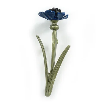 三次元有青花のブローチの文学簡単な花の英語版を女性コートカラーのピン