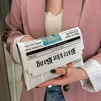女性のジョーカーメッセンジャーバッグチェーンショルダーバッグ個性ファッション小さな正方形の新聞ニューススタイリングバッグ卸売Bolso Mujer