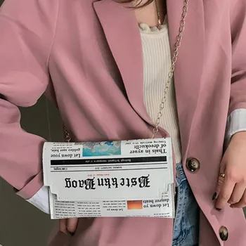 女性のジョーカーメッセンジャーバッグチェーンショルダーバッグ個性ファッション小さな正方形の新聞ニューススタイリングバッグ卸売Bolso Mujer